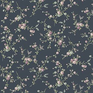 Quilt Gate Florals: Falling Roses Dark Navy (per 1/4 metre) | 