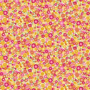 Whiskers Fabric Makower Pretty Posy Cream | 