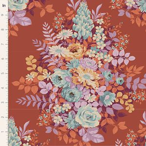 Tilda Chic Escape fabric: Whimsyflower Rust (per 1/4 metre) | 