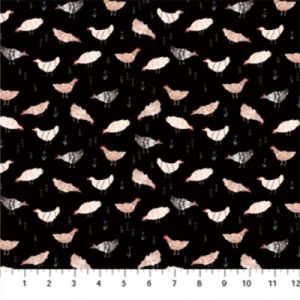 Wild West fabric: Chickens Black (per 1/4 metre) | 