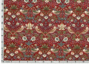 William Morris Kelmscott Fabric: Mini Strawberry Thief Red (per 1/4 metre) | 