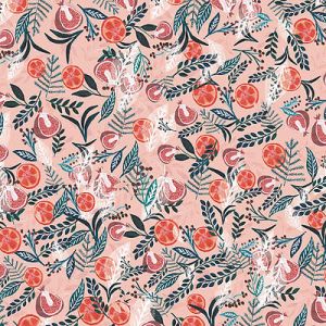 Spice Fabric: Figs & Leaves Peach (per 1/4 metre) | 