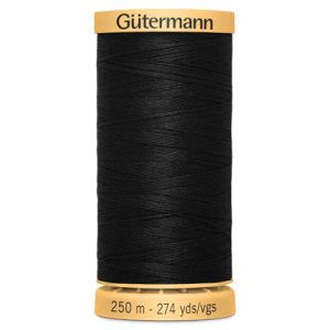 Gutermann Natural Cotton 50 Weight Thread 250m 5201 Black | 