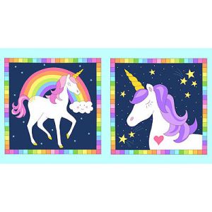 Believe fabric: Unicorn Panel Navy | 