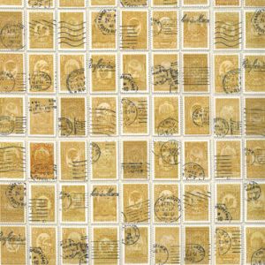 Flea Market Fresh Fabric: Stamps Gold (per 1/4 metre) | 