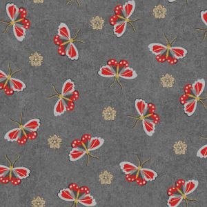 Narumi Fabric: Butterflies on Grey (per 1/4 metre) | 