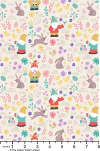 Spring Treats Fabric: Bunnies and Gnomes White | 