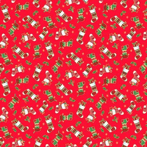 Merry Christmas fabric: Stockings Red (per 1/4 metre) | 