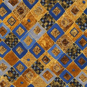 Gustav Klimt fabric: Cobalt Patchwork Diamonds | 