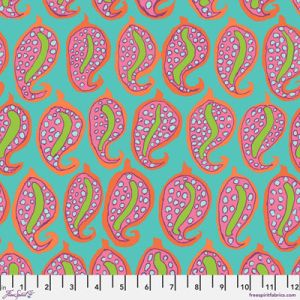 Kaffe Fassett Collective Pasha Paisley fabric Aqua | 