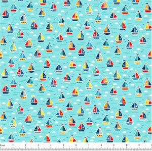 Pool Party fabric: Boats Turquoise (per 1/4 metre) | 