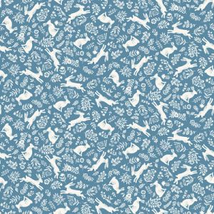 Foxwood Fabric Makower Bounding Bunnies Blue | 