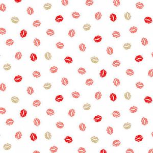 Pamper Fabric: Lips White (per 1/4 metre) | 