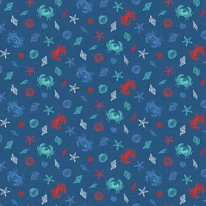 Nautical Fabric: Shells Deep Blue (per 1/4 metre) | 