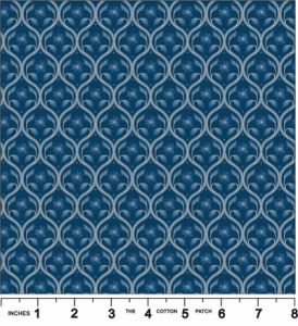 Brensham fabric: Floral Repeat on Dark Blue (per 1/4 metre) | 