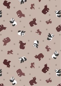 Small Things Wild Animals Fabric: Pandas and Bears Light Brown | 