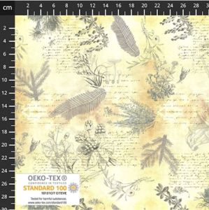 Herbarium Fabric: Leaf Sketches, Sand | 