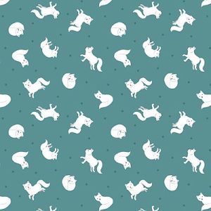 Small Things Polar Animals Fabric: Arctic Fox Iced Teal Lewis and Irene | 