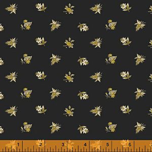 Eliza fabric: Spaced Floral Gold/Black (per 1/4 metre) | 