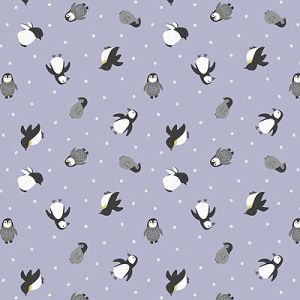 Small Things Polar Animals Fabric: Penguins Iced Lilac Lewis and Irene | 