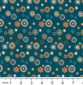 Broderi fabric: Flowerheads Cyan (per 1/4 metre) | 