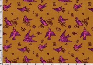 Free Spirit Designers Fabric: Birds and Love Gold (per 1/4 metre) | 