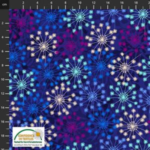 Flowers in the Wind fabric: Dandelions Cobalt (per 1/4 metre) | 