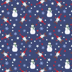 Keep Believing Fabric: Tomte & Snowmen Dark Blue (per 1/4 metre) | 