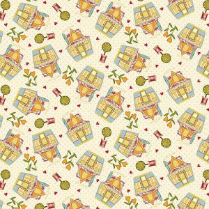 Sew Let's Stitch: Floating Houses Cream (per 1/4 metre) | 