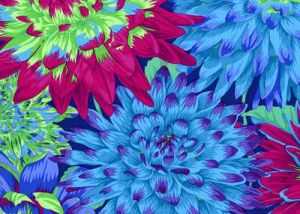 Philip Jacobs Fabric Cactus Dahlia Blue (per 1/4 metre) | 