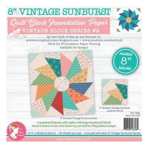 Foundation Piecing Papers: 8 inch Vintage Sunburst Block | 