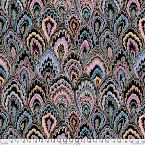 Kaffe Fassett Collective Marble Scallops Fabric, Black | 