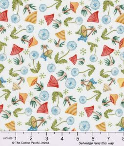 Better Gnomes and Gardens fabric: Tossed Mushrooms White | 