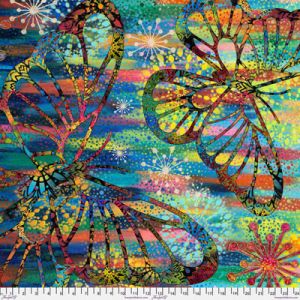 Sue Penn Butterfly Fields fabric: Multi Panel 64cm | 