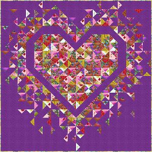 Love Always Exploding Heart Plum Quilt Kit | 