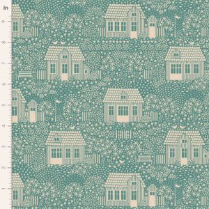 Tilda My Neighbourhood Teal Fabric (per 1/4 metre) | 