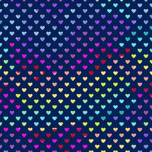 Hearts fabric: Rainbow Hearts Dusk (per 1/4 metre) | 