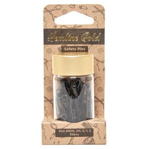 Hemline Gold Assorted Safety Pins Black | 