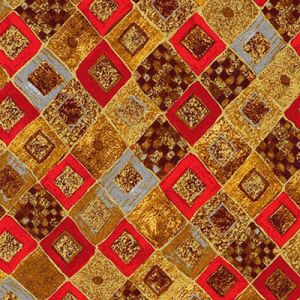 Gustav Klimt fabric: Red Patchwork Diamonds | 