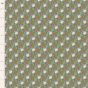 Tilda Sanctuary fabric: Eggplant and Pistachio, Cottonfield Greygreen | 