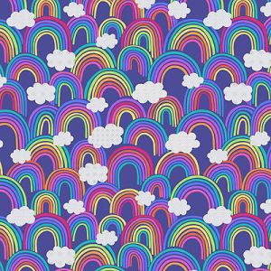 Over The Rainbow fabric: Rainbows and Clouds Blue Lewis and Irene | 