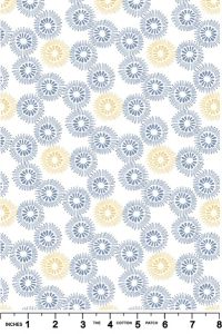 Hajime fabric: Flowerburst, Linen and Blue | 