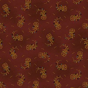 Kim Diehl Designs: Tossed Cabbage Roses Maroon (per 1/4 metre) | 