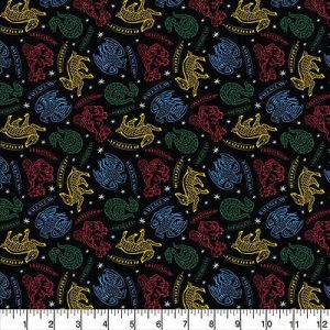 Harry Potter Fabric: Mystical Houses Black (per 1/4 metre) | 