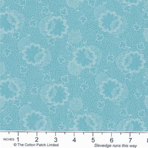 Dutch Heritage fabric: Two Tone Floral Leaf Lake (per 1/4 metre) | 