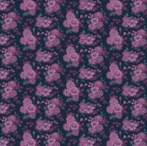 Rainbow Sampler fabric: Roses Purple (per 1/4 metre) | 