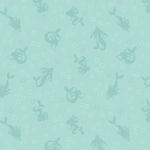 Moontide fabric: Mermaids Mono Mermaids Silver/Aqua | 