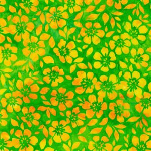 Floral Fantasy Batik: Small Floral Lime (per 1/4 metre) | 