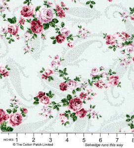 Classic Florals Fabric: Rose Posy on Grey (per 1/4 metre) | 