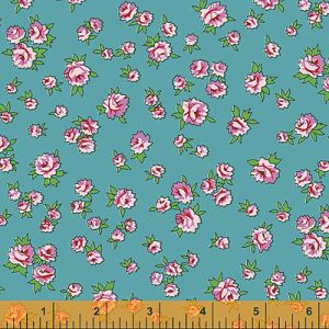 Posy Fabric: Little Roses Turquoise (per 1/4 metre) | 